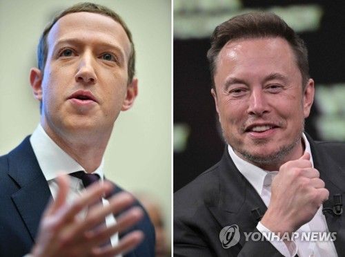 마크 저커버그 메타 CEO(왼쪽)와 일론 머스크 테슬라 CEO [AFP=연합뉴스]