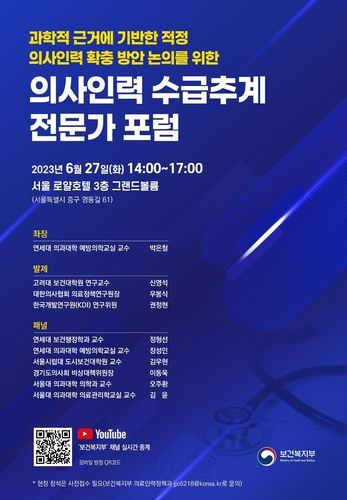 의사인력 수급추계 전문가 포럼 포스터.