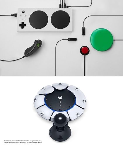 마이크로소프트의 '적응형 컨트롤러'(위)와 소니의 '프로젝트 레오나르도'