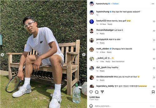 훈련 중인 정현