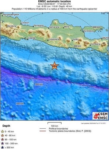 인도네시아 자바 남쪽 지진