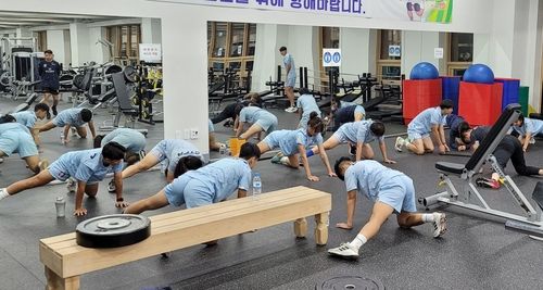 보은서 훈련 중인 대만 여자축구 대표 선수단