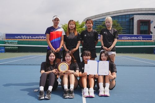 우승한 한국체대 선수들. 