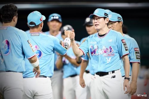 kt wiz 이강철 감독(오른쪽)