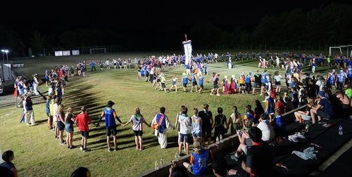 농악대와 어울린 잼버리 대원들