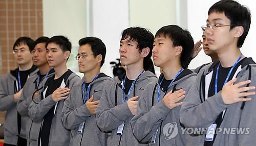 2010년 광저우아시안게임을 앞두고 태릉선수촌 입촌훈련을 펼친 바둑 대표팀