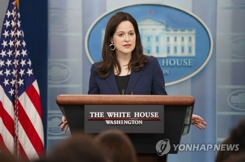 백악관에서 브리핑하는 앤 뉴버거 미국 국가안보회의(NSC) 사이버·신기술 담당 부보좌관