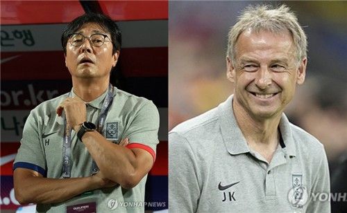 황선홍(왼쪽) 감독과 클린스만 감독