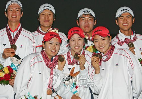 2006년 도하 아시안게임 골프 남녀 개인·단체전 석권 당시 모습