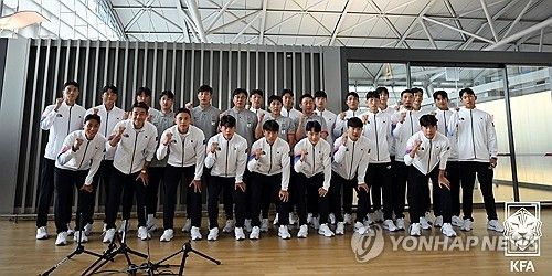 파이팅 외치는 아시안게임 축구대표팀