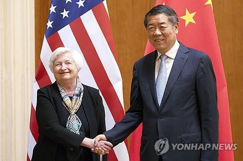 재닛 옐런 재무장관과 허리펑 중국 부총리