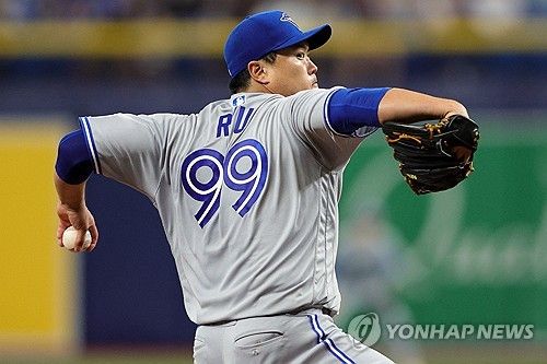 24일 탬파베이전에서 투구하는 류현진