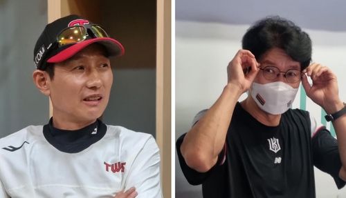 LG 트윈스 염경엽 감독(왼쪽)과 kt wiz 이강철 감독