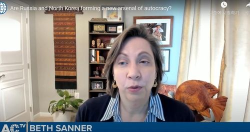 온라인 세미나서 발언하는 베스 새너 연구원