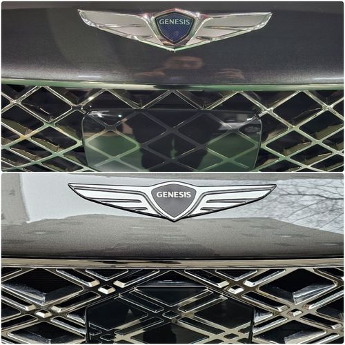 구형 G80 메쉬 그릴(위)과 G80 이중 메쉬 비교