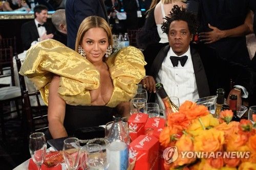 2020년 골든글로브 시상식 참석한 비욘세-제이지 부부