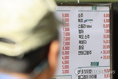 맥주 물가 마트서 2.4% 오르는 동안 식당선 6.9% 상승