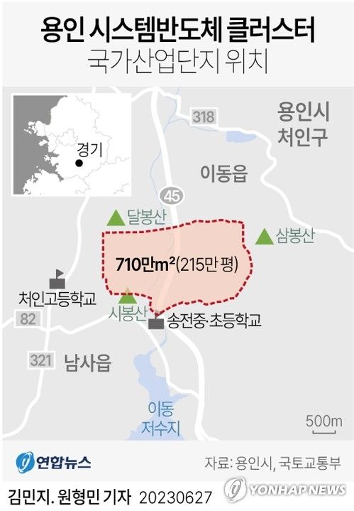 [그래픽] 용인 시스템반도체 클러스터 국가산업단지 위치