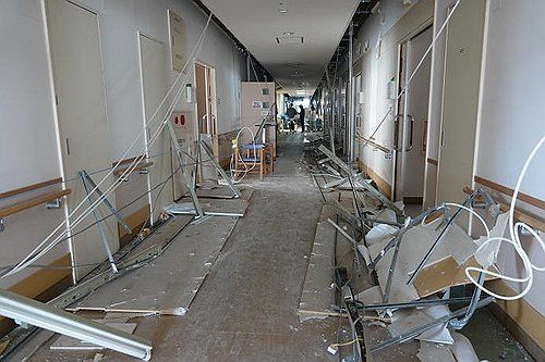 지진으로 큰 피해를 본 이시카와현 도기병원