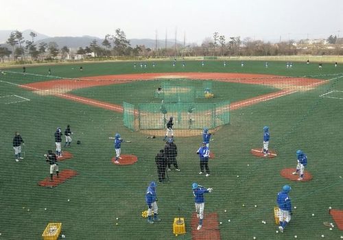 경주서 훈련하는 야구 선수단