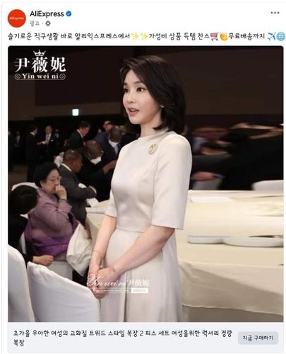 알리익스프레스 광고에 게시된 김 여사 도용 이미지