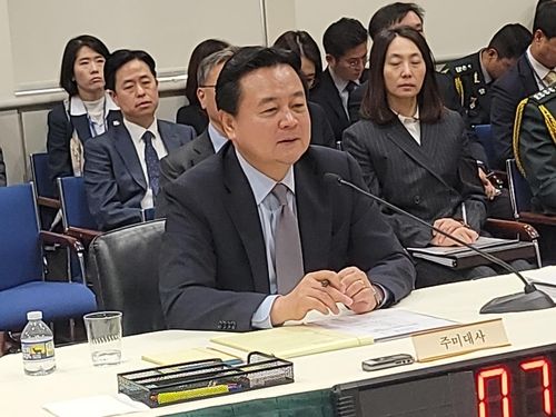국감서 답변하는 조현동 주미대사 