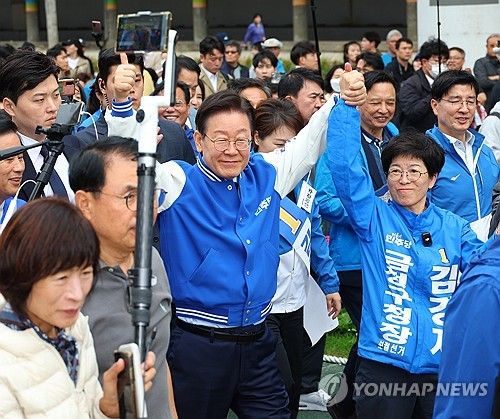 금정구청장 보궐선거 지원유세하는 이재명
