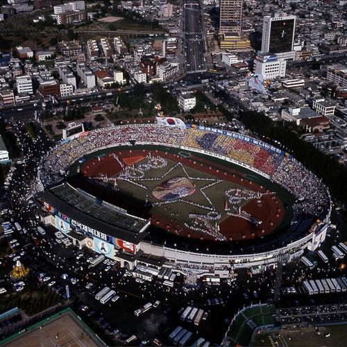 전주에서 열린 제72회 전국체육대회 개회식. 1991년 [연합뉴스 자료사진] 