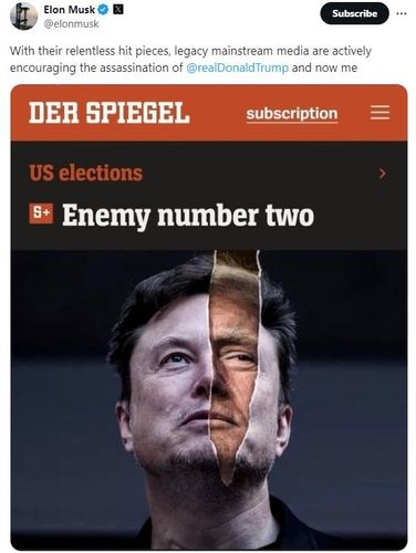 일론 머스크가 X에 올린 게시물