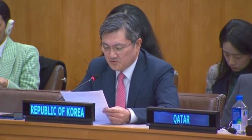 유엔본부서 발언하는 김상진 차석대사