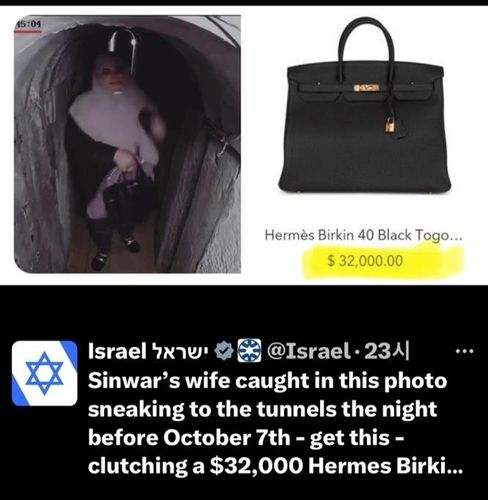 명품으로 추정되는 가방을 든 신와르 부인