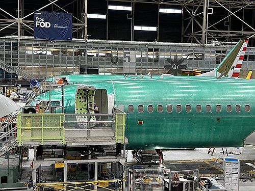 보잉 렌턴 공장에서 조립중인 737맥스 여객기