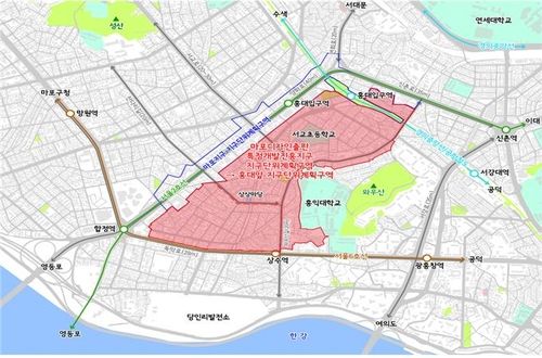 홍대앞 지구단위게획구역 위치도