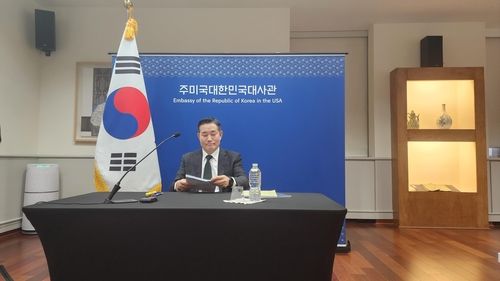 주미대사관서 기자 간담회하는 신원식 대통령실 국가안보실장