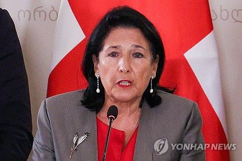 기자회견 나선 살로메 주라비슈빌리 조지아 대통령