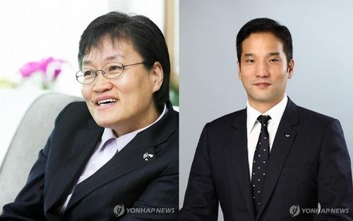 탁구협회장 출사표를 던진 이에리사 위원장(사진 왼쪽)과 이태성 사장