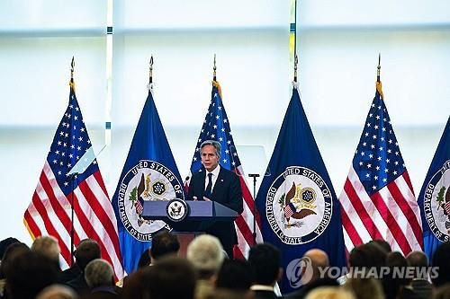 연설하는 토니 블링컨 국무부 장관