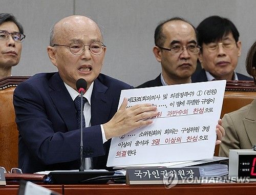 의원 질의에 답변하는 안창호 국가인권위원장