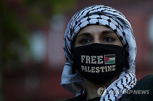 이달 초 맨체스터에서 벌어진 친 팔레스타인 시위