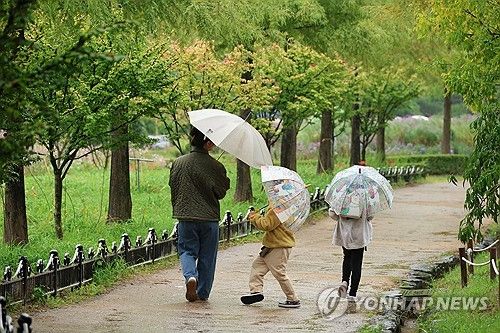 우산 쓰고 즐기는 가을비 산책