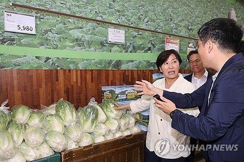 지난 8월 배추 가격 확인하는 송미령 농식품부 장관