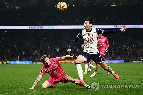 입스위치와 경기에서 손흥민의 모습.