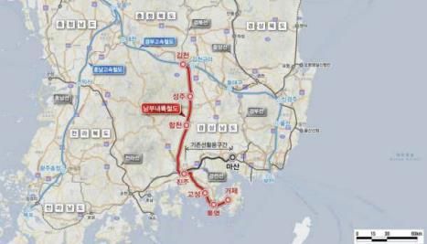 남부내륙철도 노선도