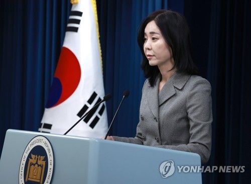 브리핑 하는 정혜전 대통령실 대변인
