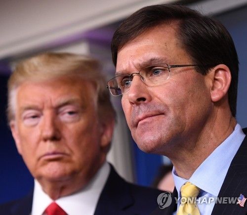 트럼프 대통령을 말리다가 경질된 마크 에스퍼 국방장관[EPA 연합뉴스 자료사진. 재판매 및 DB 금지]