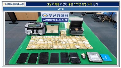 경찰이 압수한 5만원권 돈다발