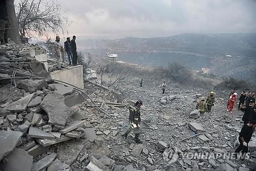 12일 이스라엘군 공습 받은 레바논 베이루트 동부 지역