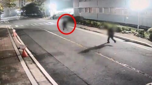 도주하는 피의자(빨간 동그라미)