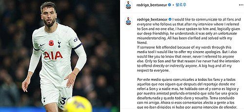 다시 사과한 벤탕쿠르 "손흥민과 함께 해결…안타까운 오해였어"