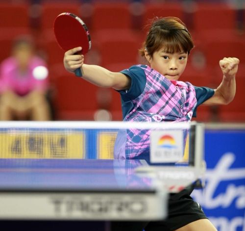 '탁구 영웅' 유남규 삼성생명 감독의 딸 유예린의 경기 모습